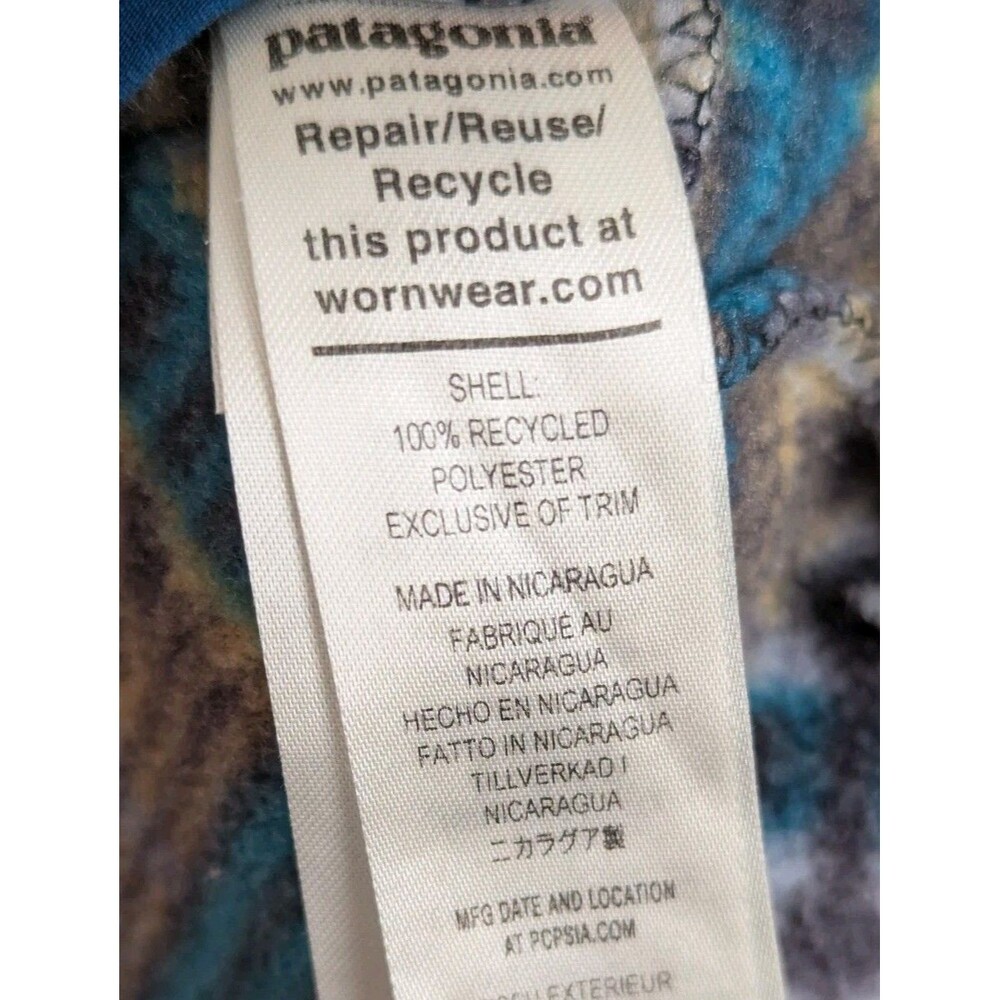 Patagonia Synchilla Snap T Womens M Pullover Fleece Turquoise Blue Print *Read* - Picture 10 of 11